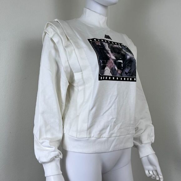 Zara Star Wars Disney Women Size M Mock Neck Ruffle Tiered Pullover NEW Sweater - Picture 8 of 11